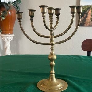 Vintage Brass Menorah Candle Holder